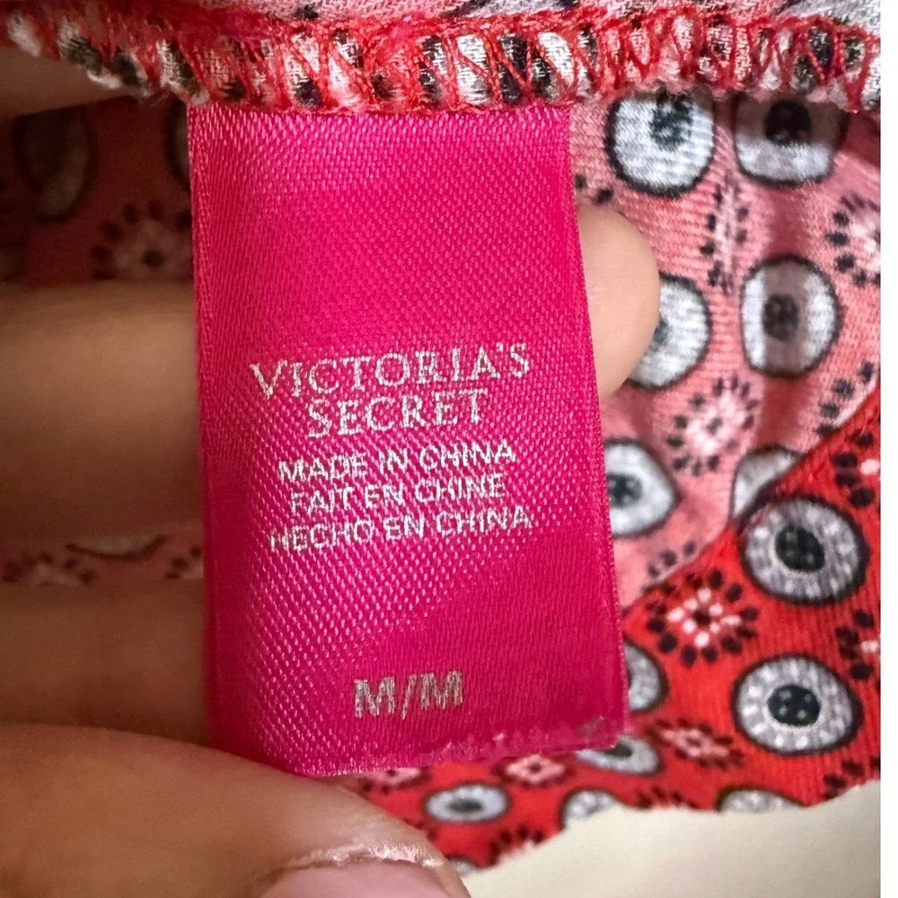 Victoria's Secret 2 pc Pajamas Medium Red Geometric‎ Cotton Cozy Loungewear